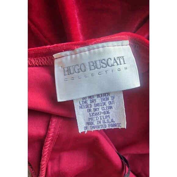 Vintage Hugo Buscati Women’s Long Red Velvet Dress Size Medium Party Formal - Picture 3 of 7